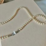 Seashell Peachy Pink Pearl Necklace Vintage “Sorcha” 30” Marquise Elegant Beachy Photo 2