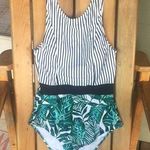 Cupshe Striped Leafy One Piece Swimsuit Photo 0