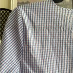 Van Heusen Preppy Gingham Popover Blouse Blue Pink Checkered Bow Neck XS Office Casual Photo 4