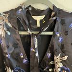 Rebecca Taylor Blouse Violet Floral Silk Satin Burnout Scarf Neck Top Sz 10 EUC Photo 9