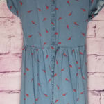 JUNK FOOD DAVID BOWIE LIGHTNING BOLT PRINT BLUE BUTTON FRONT SWING DRESS… Red Size M Photo 0