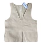 j.o&co Zoey Beige Ribbed Knit Cropped V Neck Tank Top Small/Medium NEW Tan Photo 1