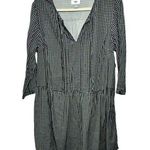 Old Navy  Womens Sz L Grid Pattern Shirt Dress White Black Checkered Flowy NWT Photo 0