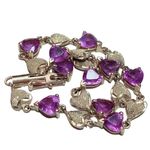 Amethyst Yellow Gold Heart and  Gold Tennis Bracelet Photo 2