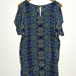 SW3 BESPOKE Silk Dress Cover Up Kaftan Size Small Colorful Paisley Boho Swimsuit Blue Photo 5
