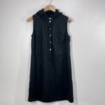 Vintage 1990s Carol Anderson California Linen Sleeveless Hoodie Dress Large Black Photo 1