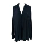 Free People  Oversized Slouchy Studded Waffle Knit Button Down Shirt Black Large Photo 10