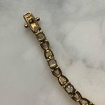 Gold Over Sterling Silver Clear Crystal Tennis Bracelet X Infinity Link 7.75” Photo 5