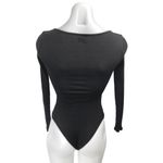 Princess Polly Black Long Sleeve Ribbed Knit Tie Cutout Bodysuit Top Size 2 Photo 1