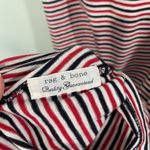 Rag & Bone Jeans Red & Black Diagonal Stripes Short Sleeve T Photo 5