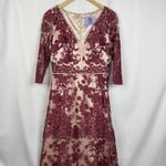 JS Collections  Womens Embroidered Lace Gown Wine Rose Size 6 NWT Photo 5