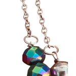 Iridescent Glass Beaded Double Strand Chain Necklace Adjustable Lobster 20.5" Silver Photo 2