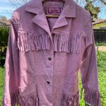 American Vintage VTG Early 1990s Pink Fringe Leather Coat Photo 0