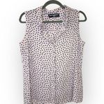 Karl Lagerfeld Light Pink & Black Polka Dot Blouse with Pearl Detail Collar | M Photo 0