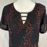 Apt. 9  ladder vneck black top with splashes of color size large Photo 3