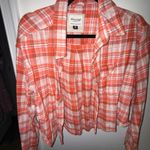 American Eagle  Vibrant Orange Plaid Shirt Photo 0