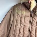 Vtg Bromleigh Womens Puffer Jacket Fur Collar Sz S/M Longline Tan Photo 4