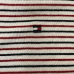 Tommy Hilfiger  Red, White And Blue Striped Boatneck Short Sleeve Shirt - Size L Photo 4