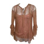 White House | Black Market  Soft Pink Sheer Lace Tie Neck Shell‎ With Tank EUC XS Photo 1