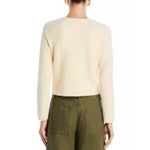 AQUA  Boucle‎ Knit Cropped Cardigan Gold Button Pockets Cream Size L Photo 2