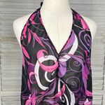 Fashion Bug  Vintage Sheer Patterned Halter Top Black/Purple-22 Photo 1