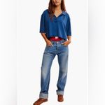 Free People NWT Denmark Polo Top in Bellweather Blue XL Photo 1