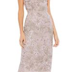 Mac Duggal  Vintage‎ Lilac Floral Beaded Sheath Midi Dress Photo 0