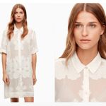 Aritzia Wilfred Hemistiche White Semi Sheer Short Sleeve Mini Shirt Dress Sz XS Photo 2