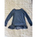 Earl‎ Jeans Womens Blue Owl Embellished Lace Hem Long Sleeve Top Small Photo 5