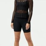Blanc Noir Linear Mesh Top Long Sleeve in Black Photo 0