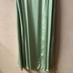 Azazie Dusty Sage A-Line Satin Maxi Dress NWT Size A16 Photo 4
