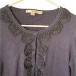 Boden Cashmere Angora Blend Navy Cardigan Sweater With Rosette Appliqué Sz 10 Blue Photo 2