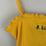 Forever 21 Yellow Embroidered Bee Kind Lettuce Hem Tube Top Cami Tank NEW Photo 5