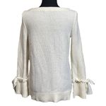 Talbots MP Lambswool Blend Ivory Pullover Sweater Ribbon Bow Sleeved Artsy Photo 4