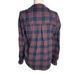 Aeropostale Boyfriend Fit Flannel Shirt M Blue Plaid Button Up Chest Pocket Photo 3