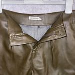Avec Les Filles  Olive Green Faux Leather high Waist Pleated Shorts Size S Photo 5