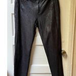 Chico's  dark brown stretch metallic embossed coated snakeskin jegging, Size 25 Photo 0