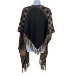 Free People Women's Geometric Pattern Fringe Poncho Cape Shawl Wrap Photo 1