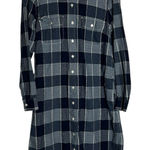 Lands' End  Blue Patchwork Denim Style 100% Cotton Long Sleeve Knee Length Dress M Photo 0