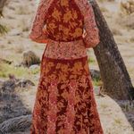 Free People  Tilda Wrap Dress in Firebrick Floral Maxi Flowy Bell Sleeve Medium Photo 3