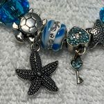 Beach Theme Starfish Dolphin Sea Turtle Charm Bracelet Blue Photo 4