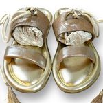 Johnston & Murphy  Zoey Ankle Wrap Sandals Taupe Metallic Kid Suede Size 9 Boho Photo 3