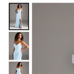 Azazie Deandra Sky Blue Chiffon Spaghetti Strap Cowl Neck Formal Dress Size 2 Photo 17