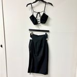 Hand Lace Roller Neck Crop Top & Cutout Midi Skirt Set Black Women 38 / US 4 Photo 1