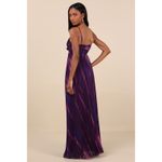 Lulus NWT  Lovely Boldness Purple Multi Watercolor Pleated Maxi Dress Prom Sz XL Photo 2