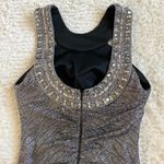 Cache Silver Metallic Beaded Embellished Evening Gown Maxi Dress 0 XS Y2K Photo 6