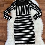 Bar III  Black and White Striped Mesh Dress Photo 2