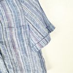 Parker 100% Linen Striped Shirt Sleeves Three Button Chest Pocket Boxy Top Small Photo 7