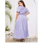 NEW Floral V Neck Wrap Maxi High Waist Ruffle Dress Belt 2X Purple Photo 2
