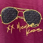 Michael Kors New! Logo Aviator Sunglasses Print Cotton T-Shirt (Sz S) Dark Ruby Photo 3